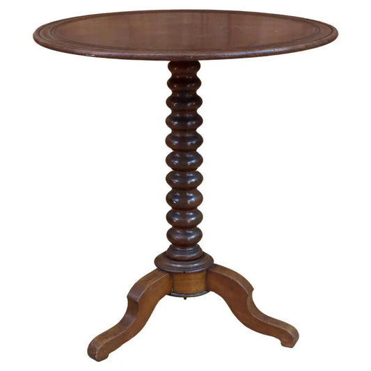 19th Century 3-Foot Pedestal Table with Folding Tray, 1860s