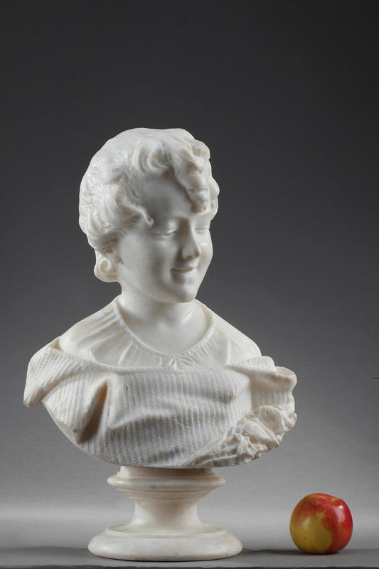 19th Century Alabaster Bust of a Young Girl