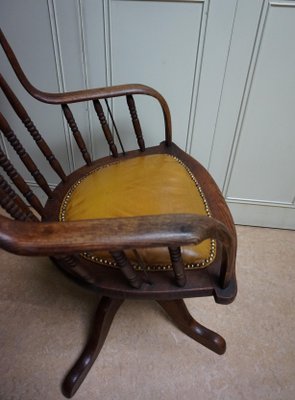 19th Century American Oak Revolving Library Armchair-EA-1166228