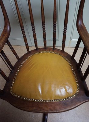 19th Century American Oak Revolving Library Armchair-EA-1166228