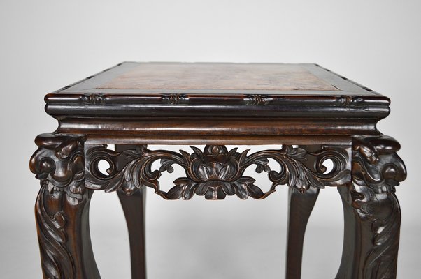 19th Century Asian High Side Table Carved with Dragons and Flowers-XNH-754025