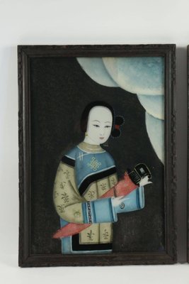 19th Century Asian Paintings under Glass, Set of 2-WFS-744843