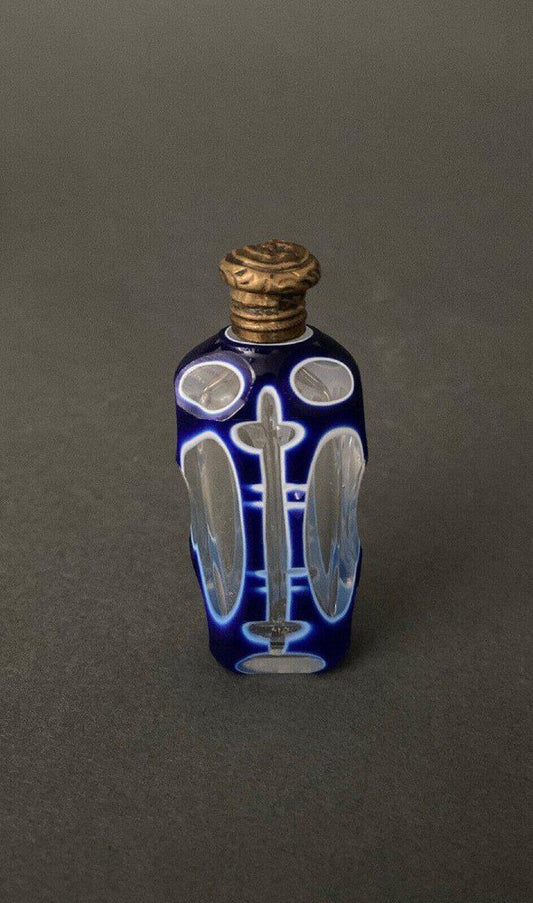 19th Century Baluster-Shaped Salt Bottle in Blue Glass