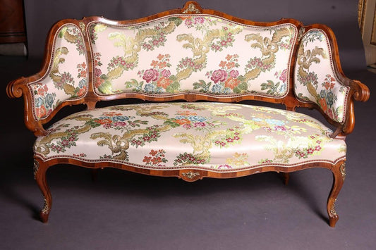 19th Century Baroque Saxony Sofa and Armchairs, 1880s, Set of 5