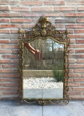 19th Century Baroque Style French Handmade Bronze Mirror with Reliefs-NOU-730342