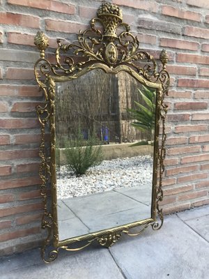 19th Century Baroque Style French Handmade Bronze Mirror with Reliefs-NOU-730342