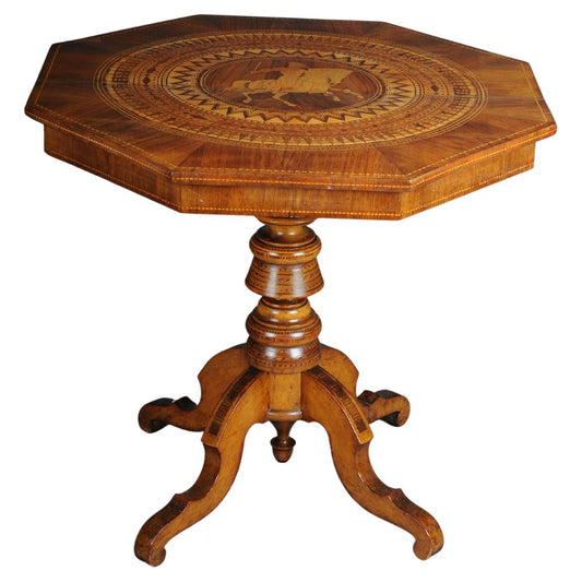 19th Century Baroque Style Inlaid Walnut Veneer Side Table