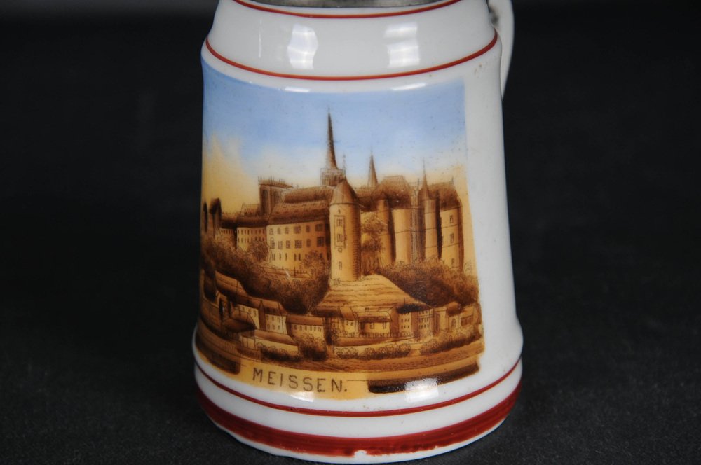 19th Century Beer Pitcher with View of Meissen, 1890s