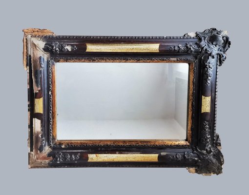 19th Century Biedermeier Gold Leaf and Dark Wood Framed Mirror-NKJ-1295534