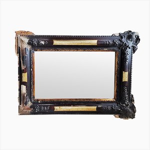 19th Century Biedermeier Gold Leaf and Dark Wood Framed Mirror-NKJ-1295534