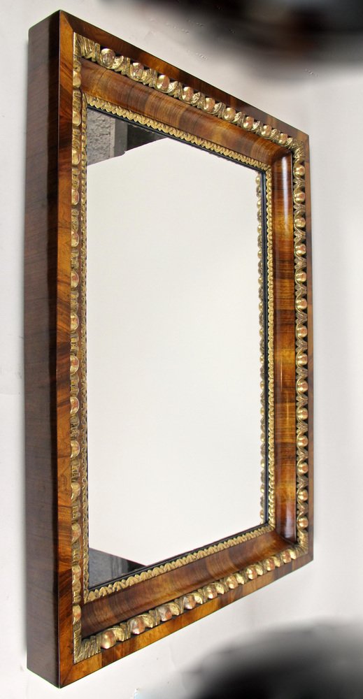 19th Century Biedermeier Nutwood Mirror Egg and Dart Design, Austria, 1820s