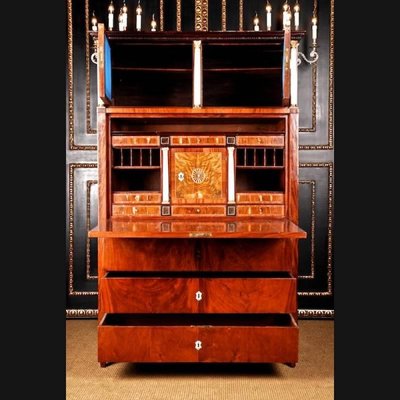 19th Century Biedermeier Style Cuba Mahogany Secretaire-FLW-1401846