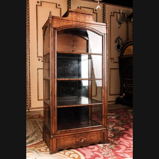 19th Century Biedermeier Style Three-Sided Glazed Glass Vitrine