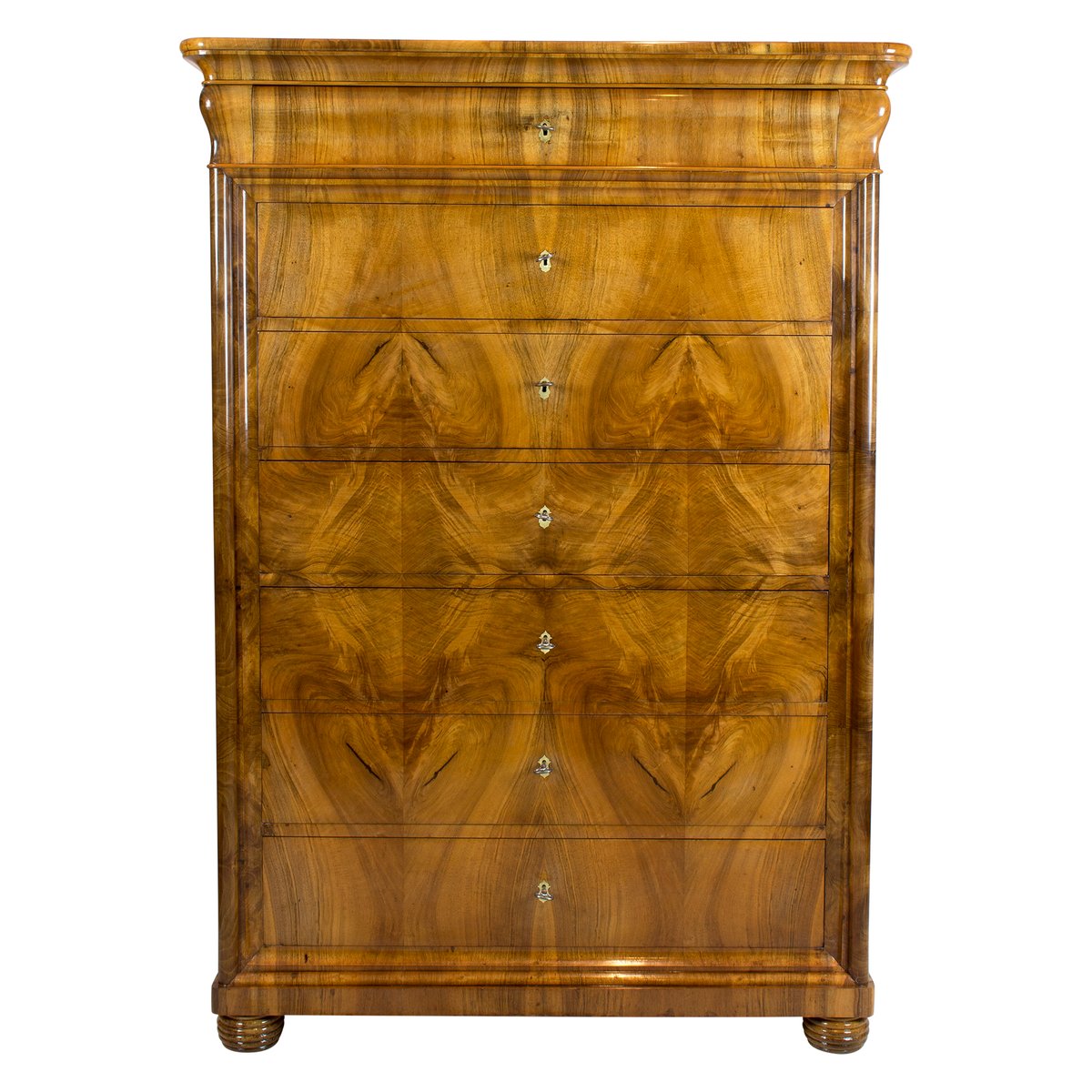 19th Century Biedermeier Walnut Chiffonier or High Chest of Drawers-WFJ-1072629