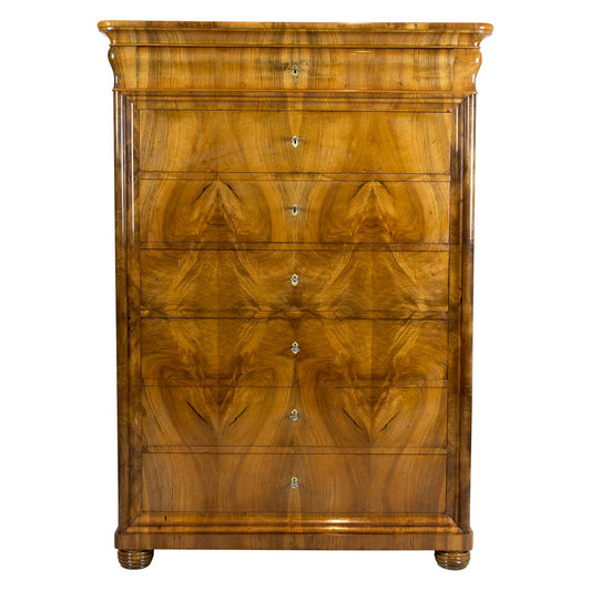 19th Century Biedermeier Walnut Chiffonier or High Chest of Drawers