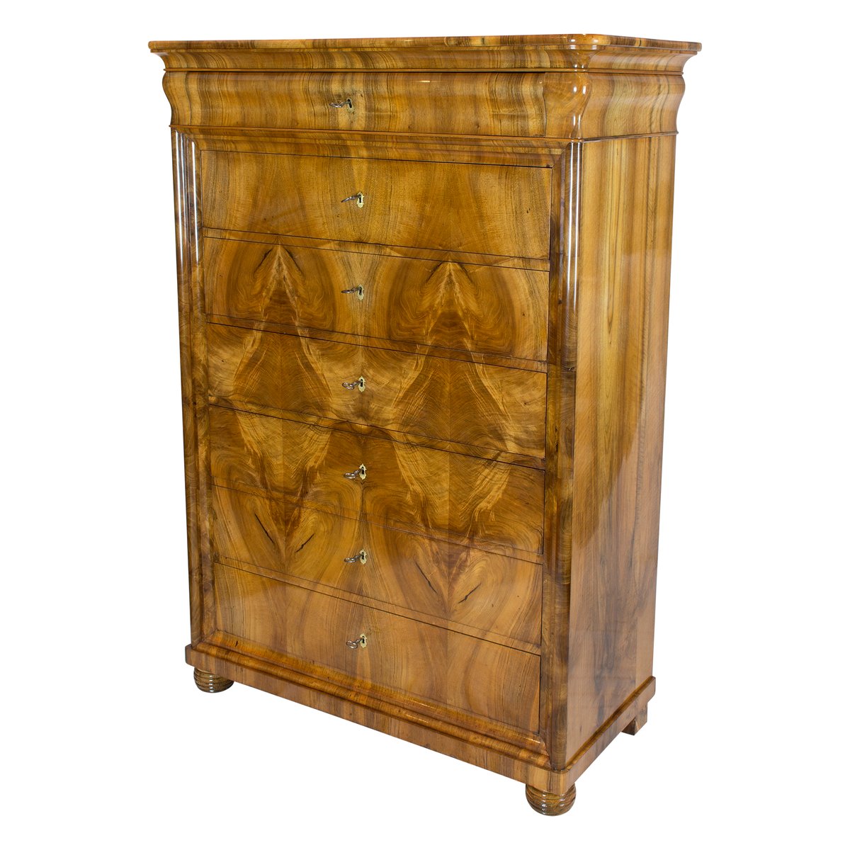 19th Century Biedermeier Walnut Chiffonier or High Chest of Drawers-WFJ-1072629