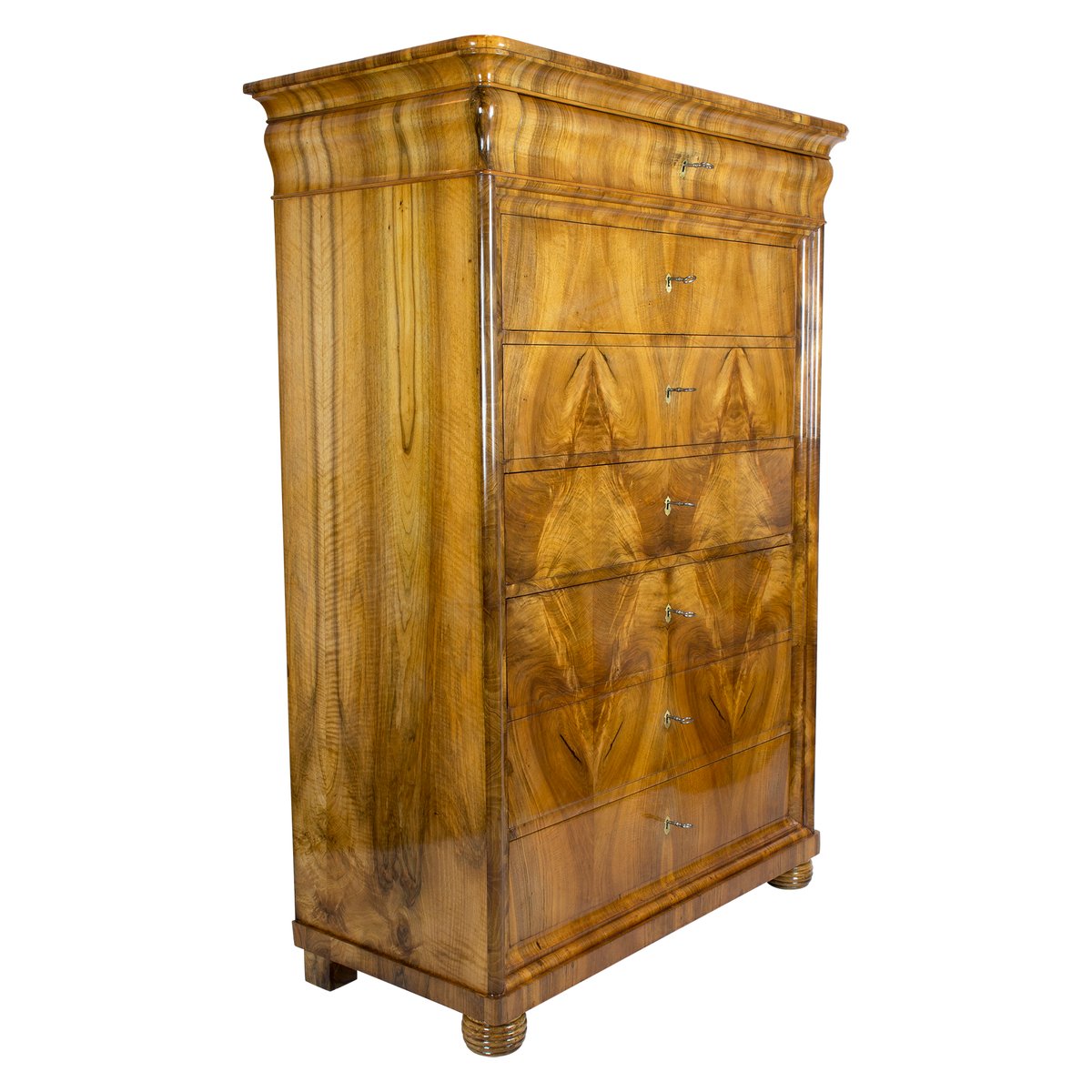 19th Century Biedermeier Walnut Chiffonier or High Chest of Drawers-WFJ-1072629