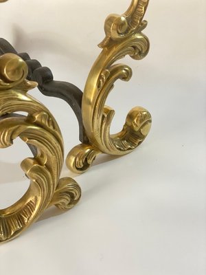 19th Century Black and Gold Color Steel and Bronze Andirons, France-UR-1446560