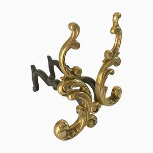 19th Century Black and Gold Color Steel and Bronze Andirons, France-UR-1446560