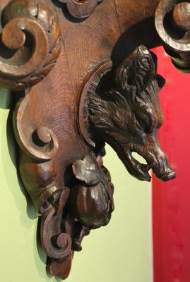 19th Century Black Forest Oak Wall Brackets Carved as Hunting Animal, Set of 2-AXE-1437429