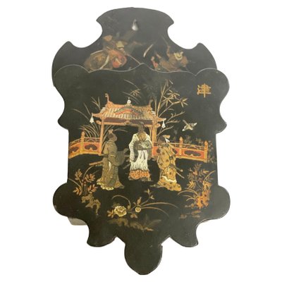 19th Century Black Lacquered Wall Vide Poche, Japan-UR-1384717