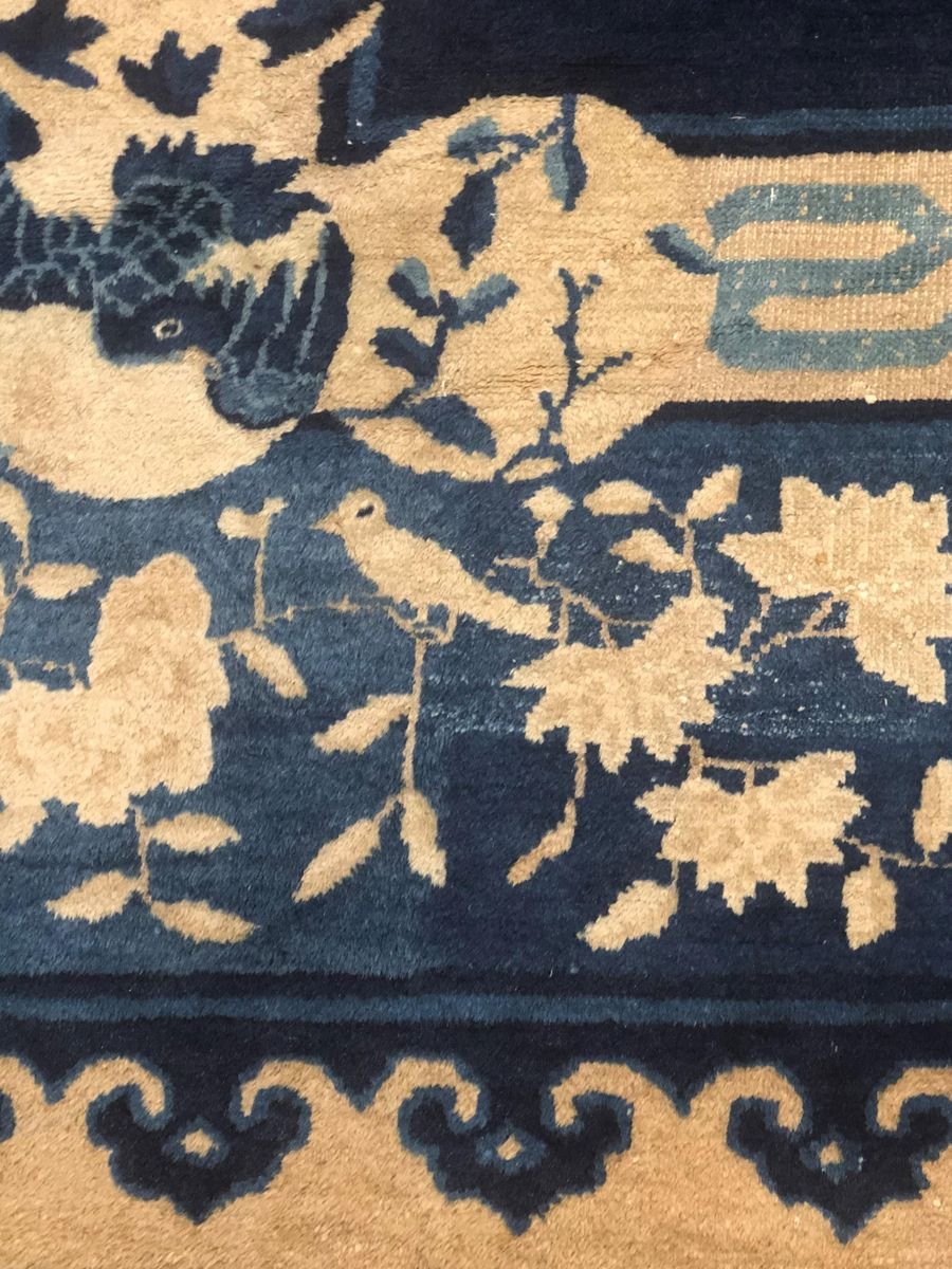 19th Century Blue Garden Rug, 1850s