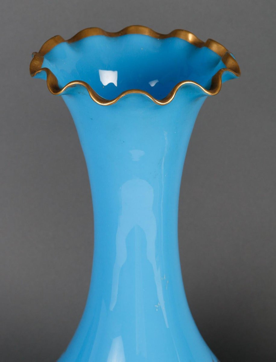 19th Century Blue Opaline Vases, Set of 2-WFS-1741935