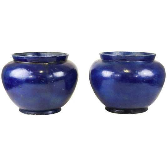 19th Century Blue Terracotta Vases, Set of 2