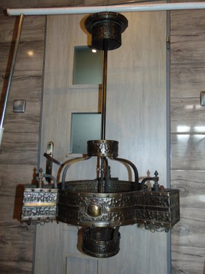 19th Century Brass Gas Ceiling Lamp-CAQ-1401076