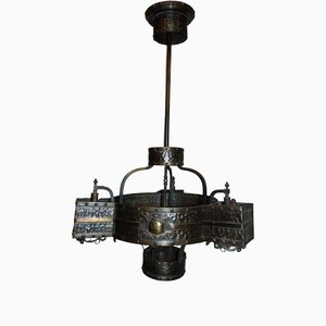 19th Century Brass Gas Ceiling Lamp-CAQ-1401076