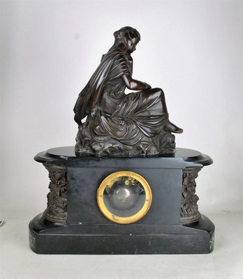 19th Century Bronze and Marble Clock and Candleholders by James Pradier, Set of 3-SYQ-717290