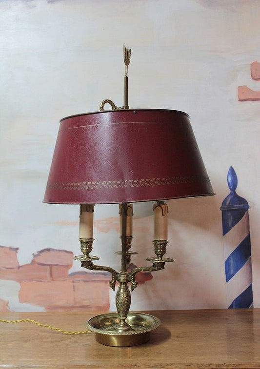 19th Century Bronze and Metal Bouillotte Ceiling Lamp