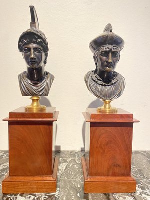 19th Century Bronze Busts on Mahogany Bases, Set of 2-HJP-1799551