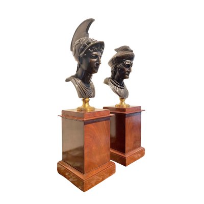 19th Century Bronze Busts on Mahogany Bases, Set of 2-HJP-1799551