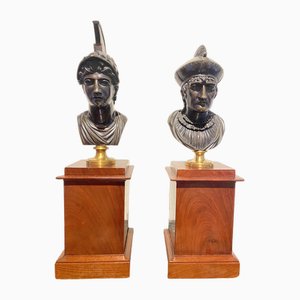 19th Century Bronze Busts on Mahogany Bases, Set of 2-HJP-1799551