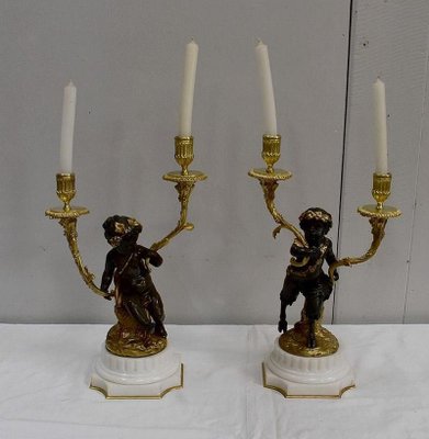 19th Century Bronze Candleholders, Set of 2-RVK-705674