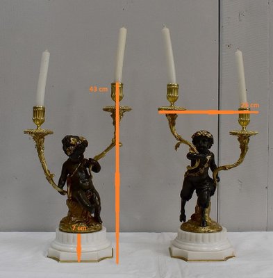 19th Century Bronze Candleholders, Set of 2-RVK-705674