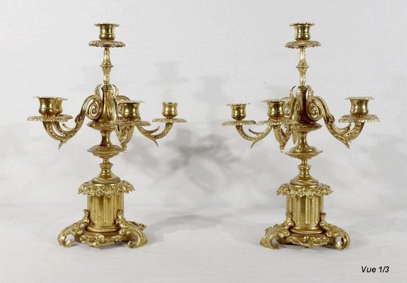 19th Century Bronze Candlelabra, Set of 2-RVK-1196208