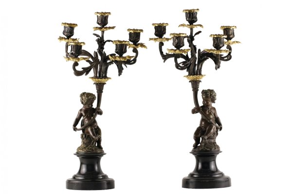 19th Century Bronze Candlesticks, Set of 2-WMV-1129421