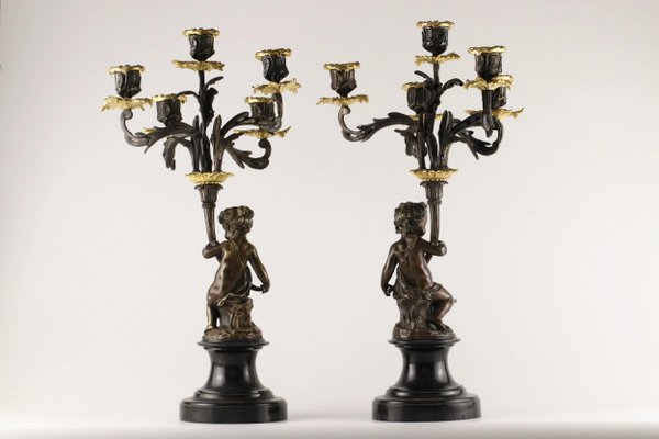 19th Century Bronze Candlesticks, Set of 2-WMV-1129421