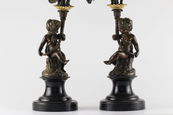 19th Century Bronze Candlesticks, Set of 2-WMV-1129421