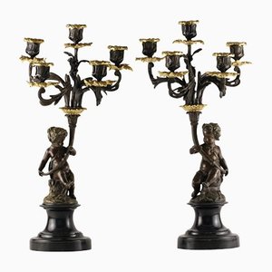 19th Century Bronze Candlesticks, Set of 2-WMV-1129421