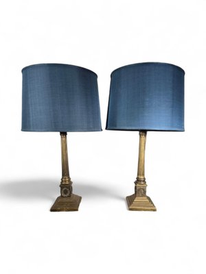 19th Century Bronze Column Table Lamps, 1890, Set of 2-FDW-2039614