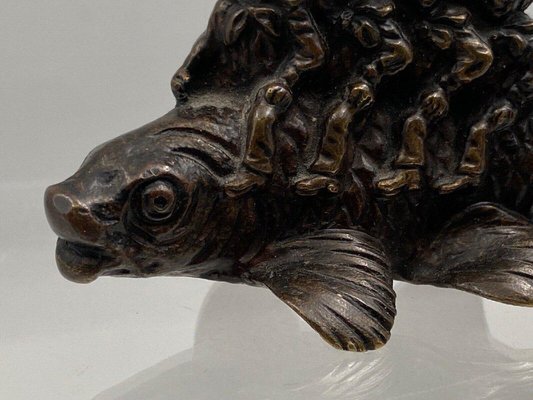 19th Century Bronze Figure of Sailors Riding a Fish-QKG-1357716