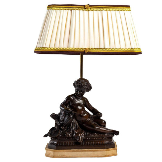 19th Century Bronze Lamp with Brown Patina