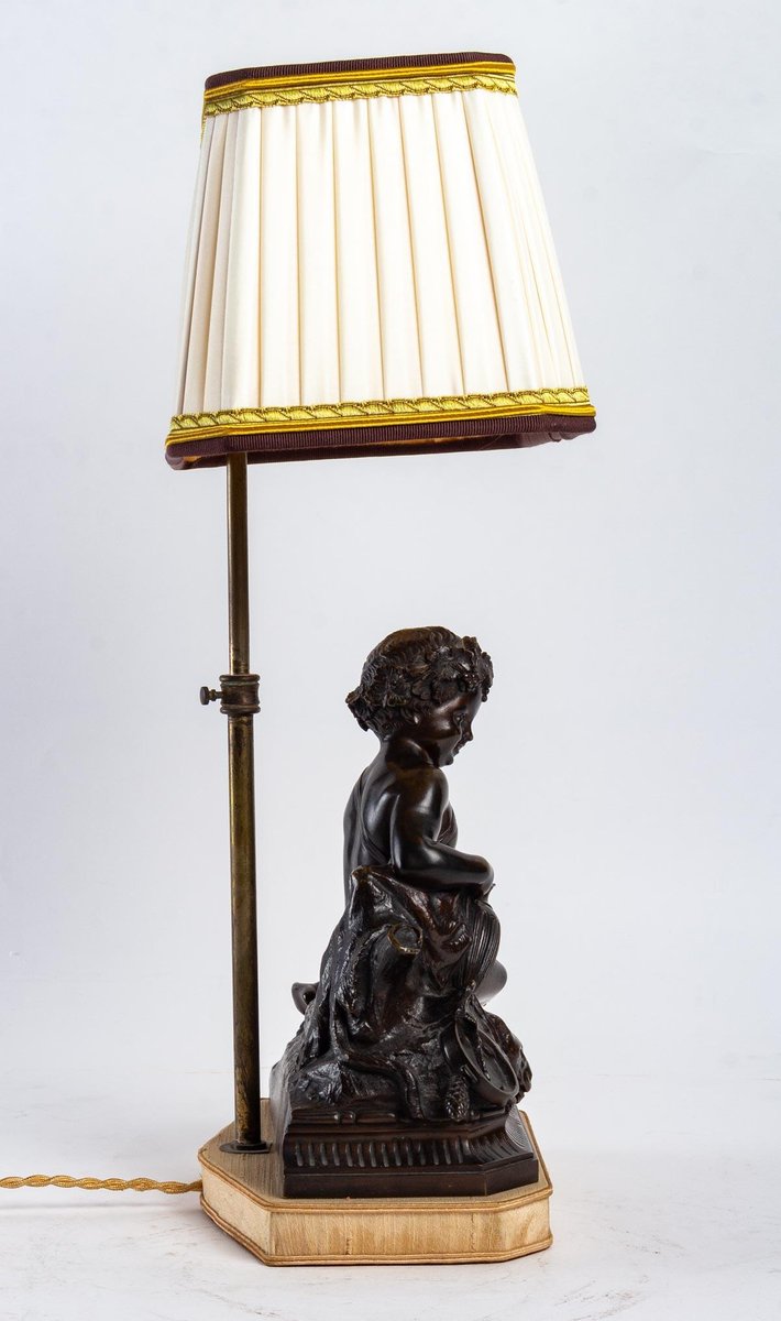 19th Century Bronze Lamp with Brown Patina