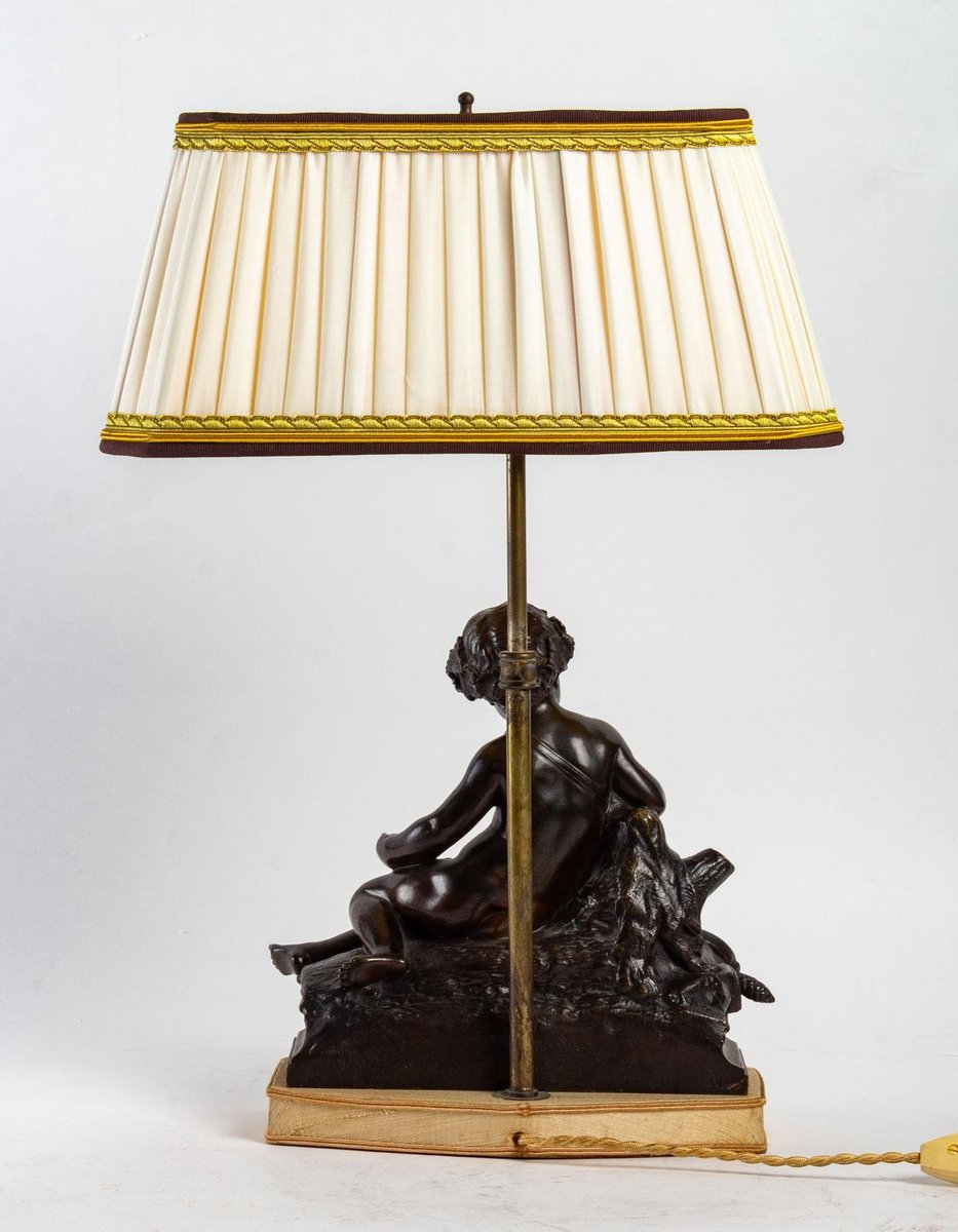 19th Century Bronze Lamp with Brown Patina