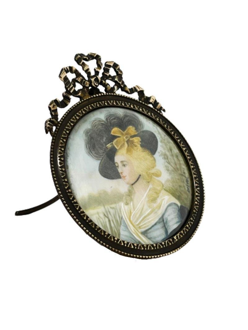 19th Century Bronze Miniature Portrait Frame by Jean Derval