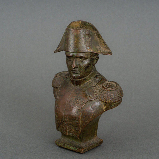 19th Century Bronze Napoleon Bust with Brown Patina & Carving