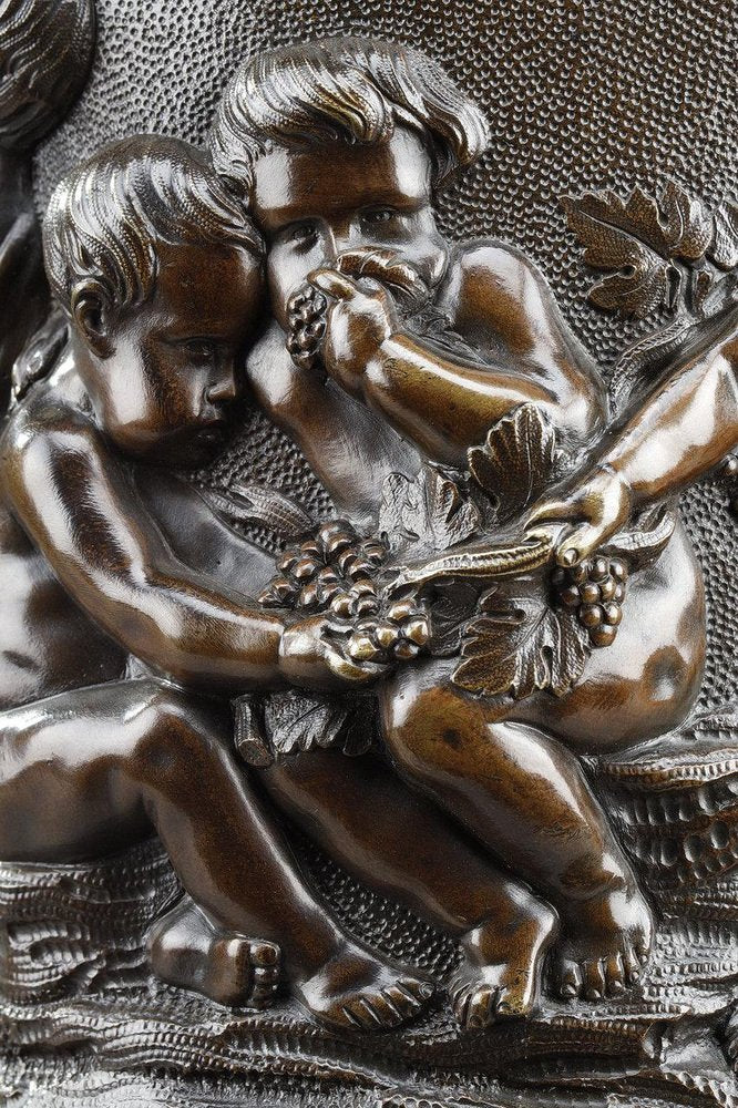 19th Century Bronze Vase with Harvesting Putti in the Gout of Clodion, 1890s